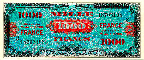 1000 francs France type 1945