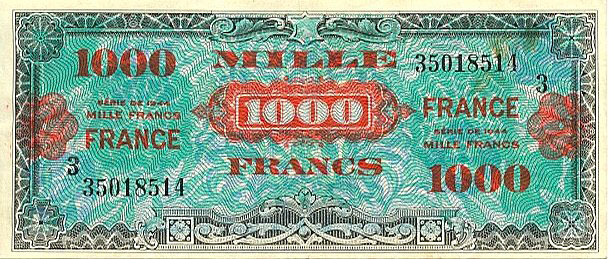 1000 francs France type 1945