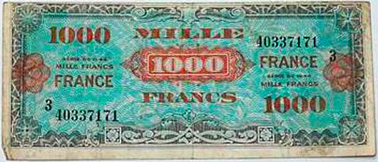 1000 francs France type 1945