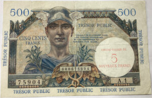 5NF sur 500 francs Trésor Public type 1960