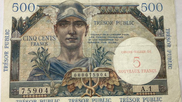 5NF sur 500 francs Trésor Public type 1960