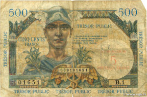 5NF sur 500 francs Trésor Public type 1960