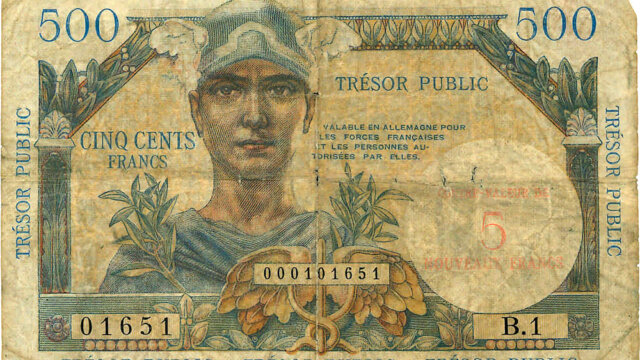 5NF sur 500 francs Trésor Public type 1960