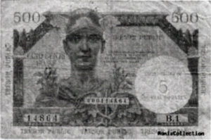 5NF sur 500 francs Trésor Public type 1960