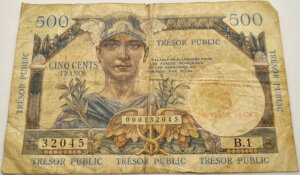 5NF sur 500 francs Trésor Public type 1960