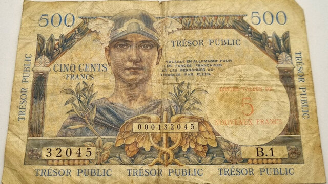 5NF sur 500 francs Trésor Public type 1960