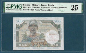 5NF sur 500 francs Trésor Public type 1960