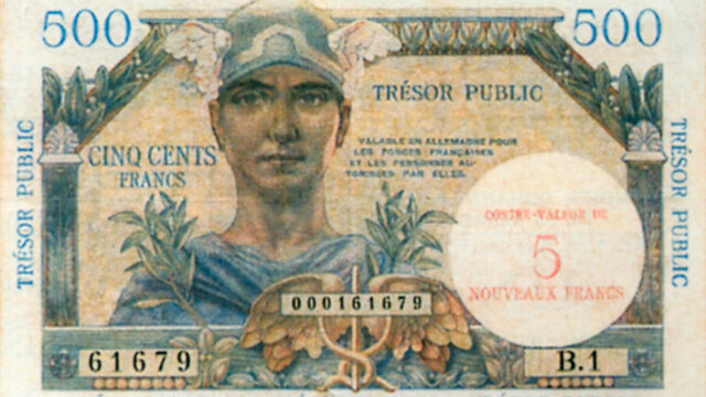 5NF sur 500 francs Trésor Public type 1960