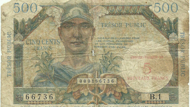 5NF sur 500 francs Trésor Public type 1960