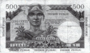 5NF sur 500 francs Trésor Public type 1960