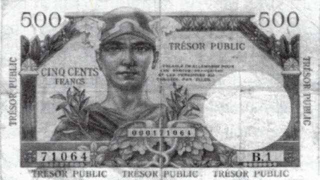 5NF sur 500 francs Trésor Public type 1960