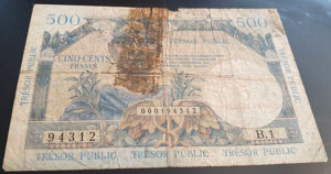 5NF sur 500 francs Trésor Public type 1960