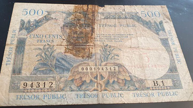 5NF sur 500 francs Trésor Public type 1960