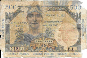 5NF sur 500 francs Trésor Public type 1960