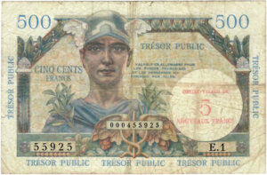 5NF sur 500 francs Trésor Public type 1960