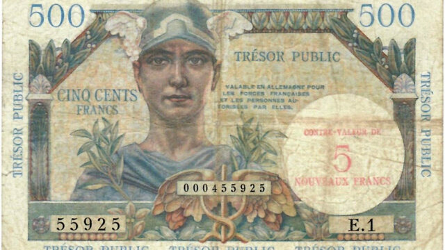 5NF sur 500 francs Trésor Public type 1960