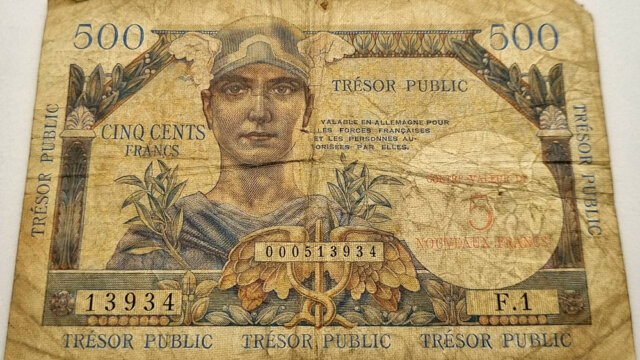 5NF sur 500 francs Trésor Public type 1960