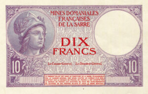 10 francs Mines domaniales de la Sarre type 1920