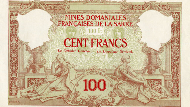 100 francs Mines domaniales de la Sarre type 1920