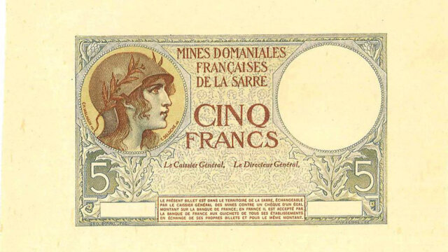 5 francs Mines domaniales de la Sarre type 1920