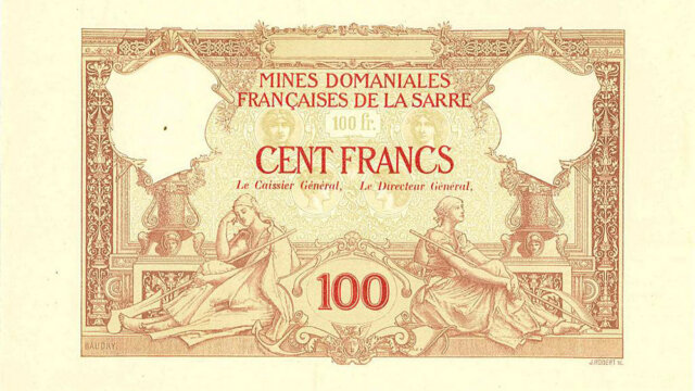 100 francs Mines domaniales de la Sarre type 1920