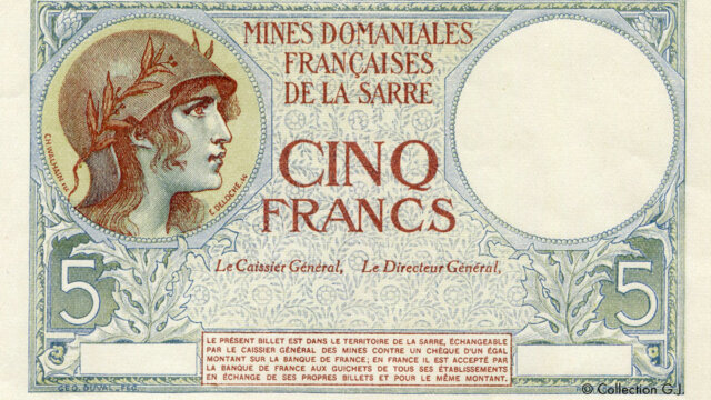 5 francs Mines domaniales de la Sarre type 1920