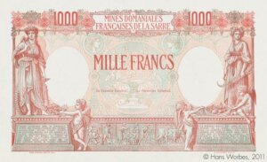 1000 francs Mines domaniales de la Sarre type 1920