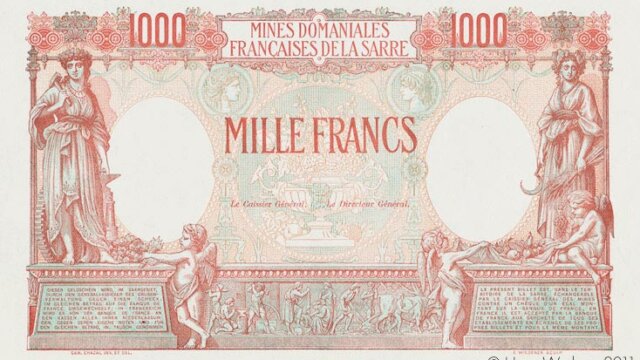 1000 francs Mines domaniales de la Sarre type 1920