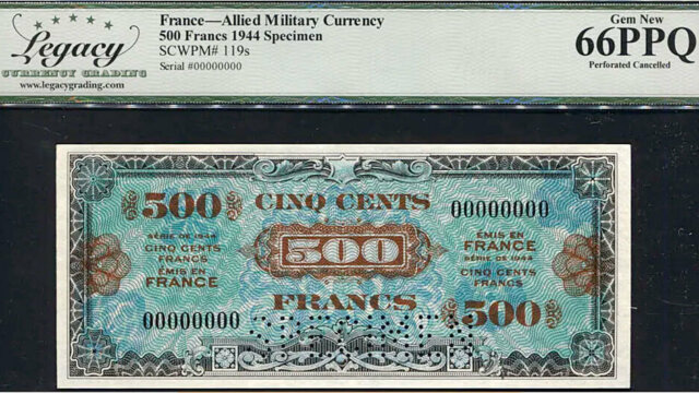 500 francs Drapeau type 1944