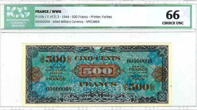 500 francs Drapeau type 1944