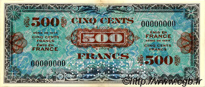 500 francs Drapeau type 1944