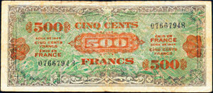 500 francs Drapeau type 1944