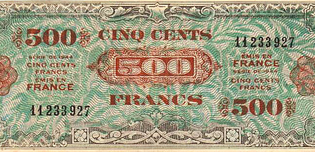 500 francs Drapeau type 1944