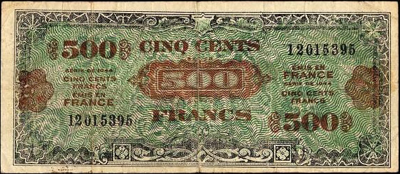 500 francs Drapeau type 1944