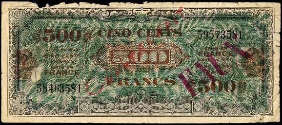 500 francs Drapeau type 1944