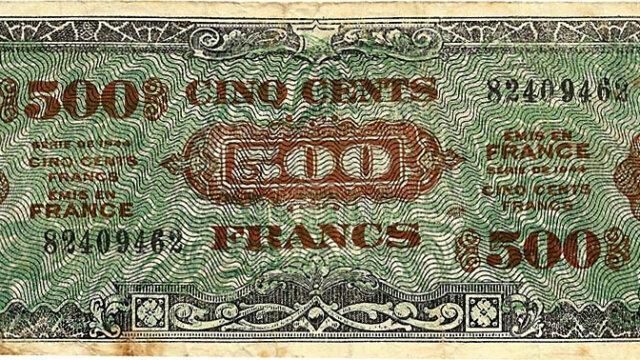 500 francs Drapeau type 1944