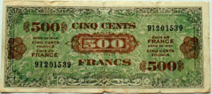 500 francs Drapeau type 1944