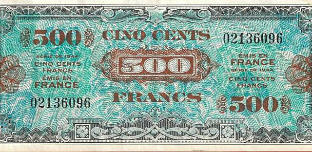 500 francs Drapeau type 1944