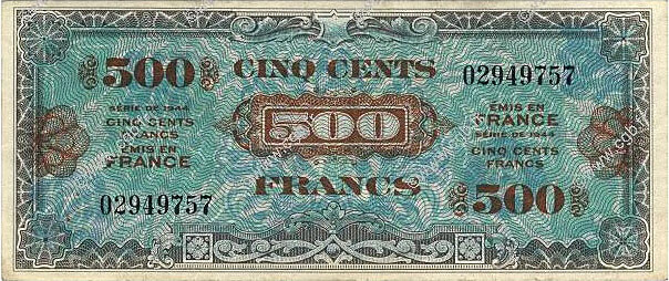 500 francs Drapeau type 1944