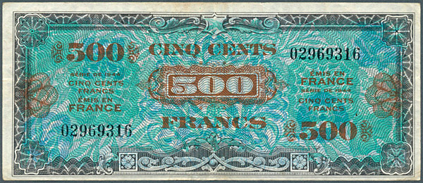 500 francs Drapeau type 1944