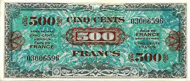 500 francs Drapeau type 1944