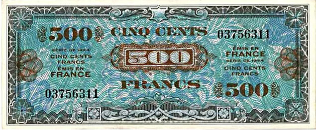 500 francs Drapeau type 1944