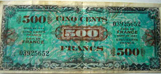 500 francs Drapeau type 1944