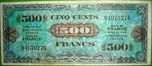 500 francs Drapeau type 1944