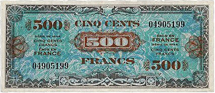 500 francs Drapeau type 1944