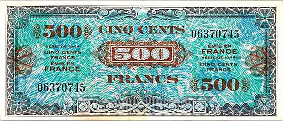 500 francs Drapeau type 1944