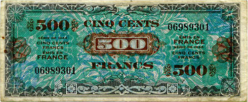 500 francs Drapeau type 1944