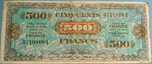 500 francs Drapeau type 1944