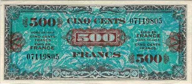 500 francs Drapeau type 1944