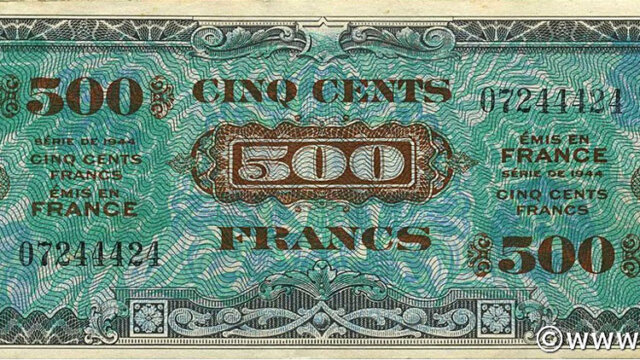 500 francs Drapeau type 1944